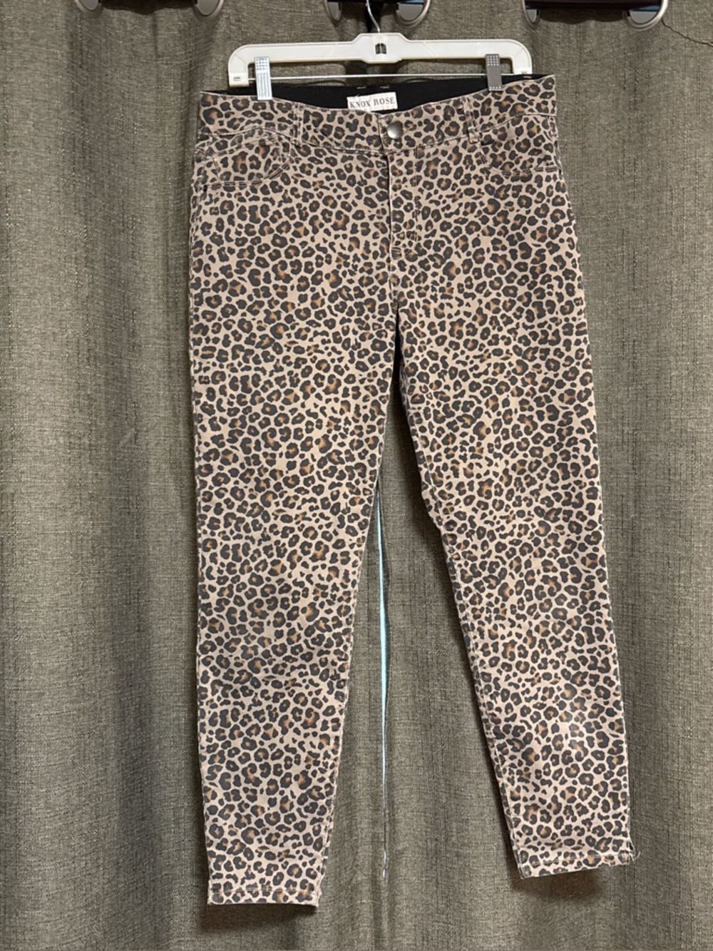 Knox Rose Leopard Print Skinny Pants - Beige, Black & Brown